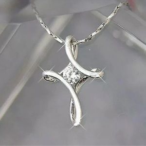 Fashion 925 Silver Necklaces Pendants for Women Cubic Zirconia Wedding Jewelry
